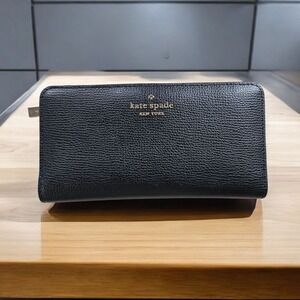 Kate Spade New York STACI Saffiano Leather Large Slim Bifold Wallet Black NICE